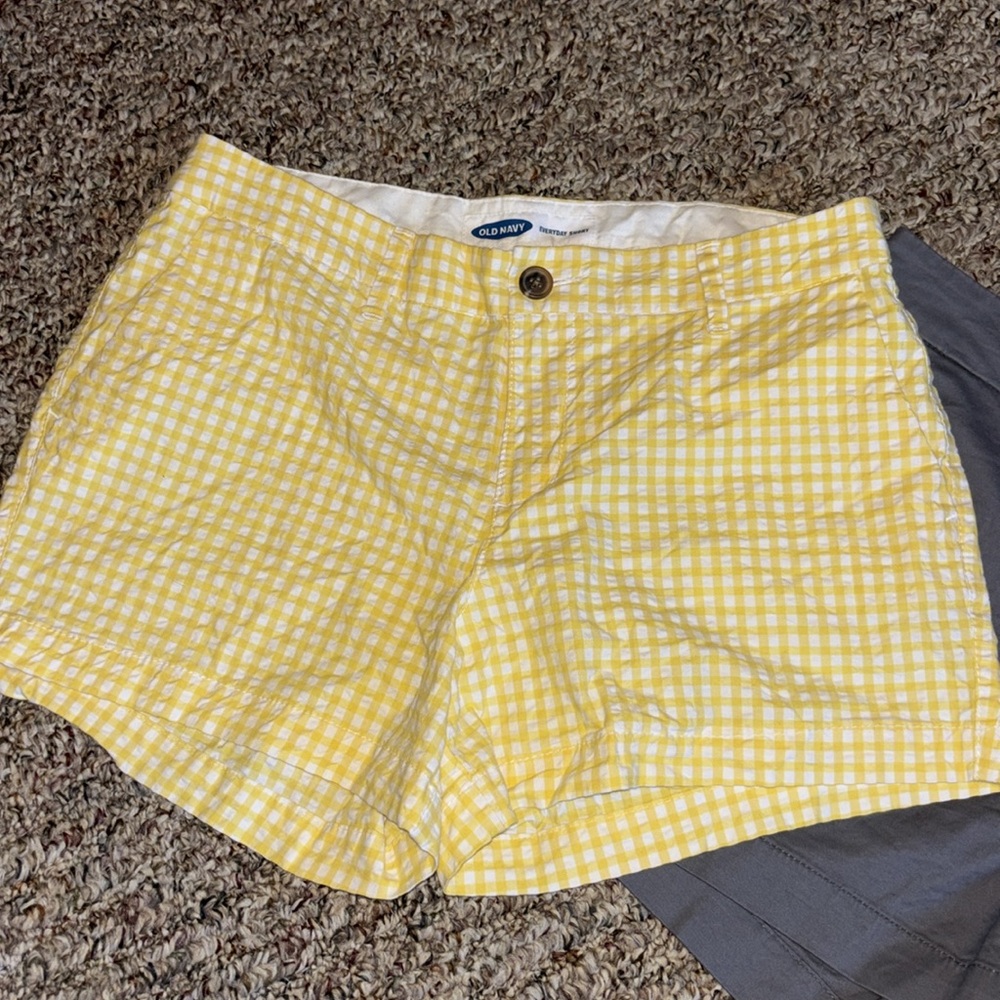 Bundle Old Navy Yellow/White Checkered Gingham New Gray Shorts Size 4 - Picture 2 of 8
